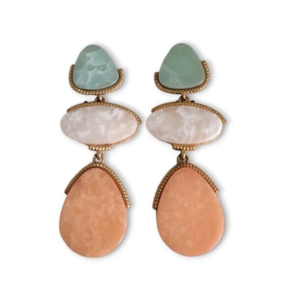 Zara Colorful triple Stone Drop Earrings NWT ✨🔥💖💖 - Picture 1 of 5